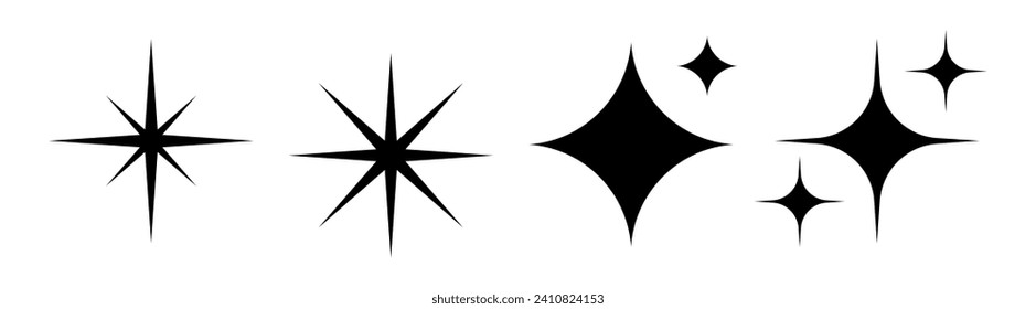 Set of stars line icon. Sky, night, space, constellation, starfall, telescope, firmament, radiance. Vector icon for business and advertising