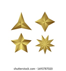 a set of stars for a logo, icon or symbol, colored in gold with a 3d effect