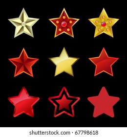A set of stars on a black background for Christmas holiday. EPS 10