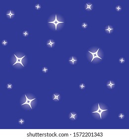 Set of stars on blue background. Seamless pattern
