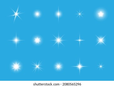 Conjunto de estrellas de fondo azul. Ilustración del vector
