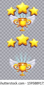 Set of stars on a transparent background - vector mobile format for tablets and smartphones. Bright images to create original video or web games, graphic design, screen savers