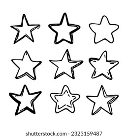 Set of stars. Outline of stars. Blank Stars