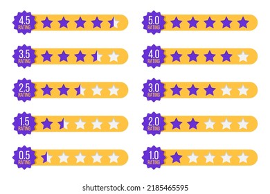 Juego de placas de clasificación de estrellas en un diseño plano. Ilustración del vector