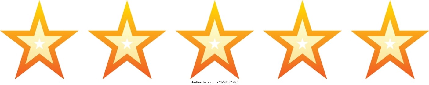 Set of stars rating design elements. Kit of star shapes for ranking interface. Voting symbols from zero to five points. Vector illustration in flat style. Ecommerce flat vector icons