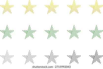 Conjunto de Elementos de diseño de clasificación de estrellas. Kit de Formas estrella para la interfaz de clasificación. Símbolos de votación de cero a cinco puntos. Ilustración vectorial en estilo plano. Iconos de confianza de Comentarios plano verde y media estrella