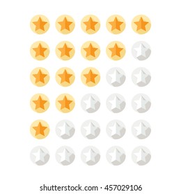 Set of stars rating design elements.  Vector illustration in flat style.