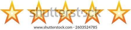 Set of stars rating design elements. Kit of star shapes for ranking interface. Voting symbols from zero to five points. Vector illustration in flat style. Ecommerce flat vector icons
