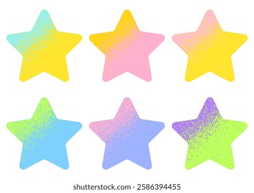 Set of stars in a rough gradient. Mezzotint style.