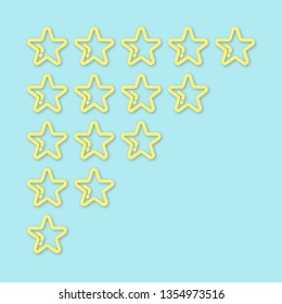 set of stars with shadow on blue background