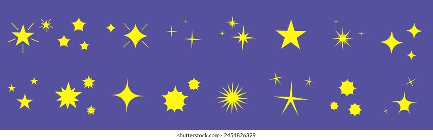 Set of stars in the sky on a blue background. Magic space sky, abstract ornament. EPS 10.