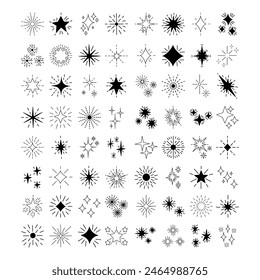 Set stars sparkle compositions. Shine Effect Sign Vector Design.