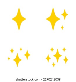 Set of stars sparkles, flat design