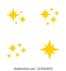 Set of stars sparkles, flat design