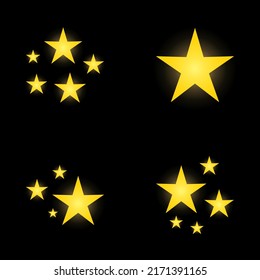 Set of stars sparkles, flat design