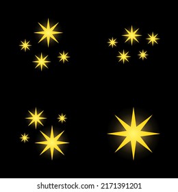 Set of stars sparkles, flat design