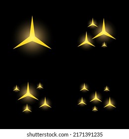 Estrellas brillantes, diseño plano
