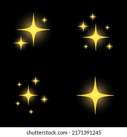 Set of stars sparkles, flat design