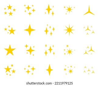 Set of stars sparkles, flat design