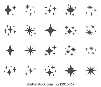 Set of stars sparkles, flat design