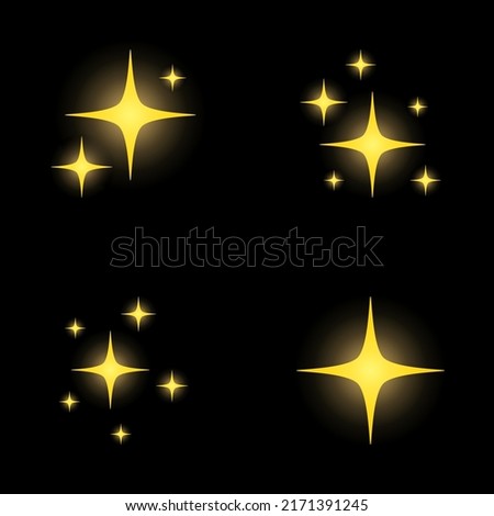 Set of stars sparkles, flat design