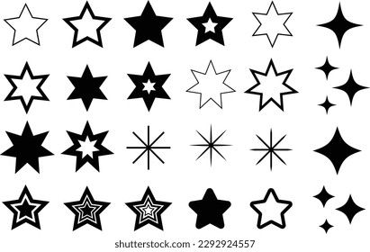 Conjunto de estrellas y elementos de ilustración de espárragos