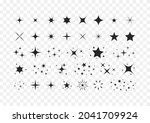 Set of stars and sparkles isolated on white background. Sparkles symbols. Sparks and stars Vector illustration