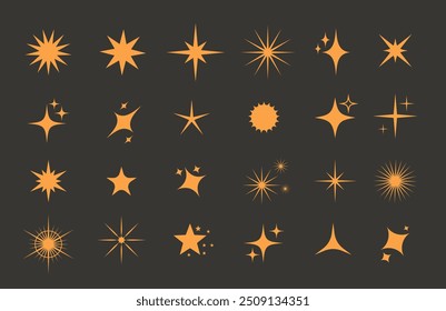Set of Stars and sparks icons collection. Shining effect set vector