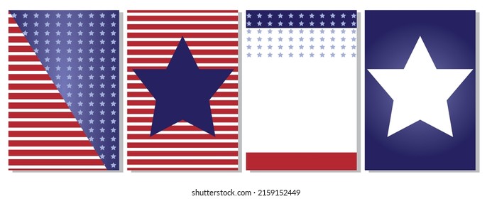 Set of The Stars and Stripes concept frame. US national holiday frame collection. Vector illustration.