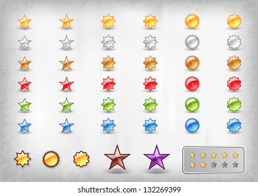 set of stars in various colors