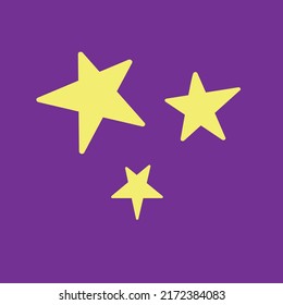 Set of stars. Vector color clip art, flat design element, icon on the theme of cosmos, night sky, UFO