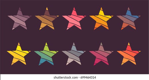 set of stars. vector colorful stars
