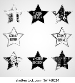 Set of Stars . Vector grunge shapes. Distressed elements for design .stamp collection.textures, frames, banners.