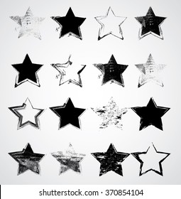 Set of Stars . Vector grunge shapes. Distressed elements for design .