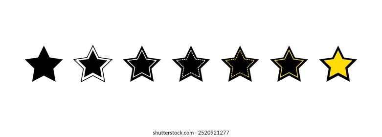 Set with stars vector icons. 7 stars icons.