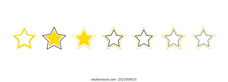 Set with stars vector icons. 7 stars icons.