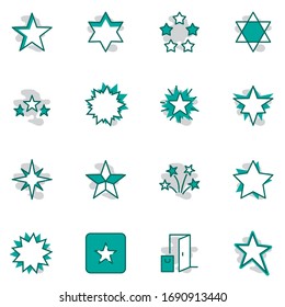 Set of Stars Vector Line Icons. Contains such Icons as Starry night, falling star, firework, twinkle, glow, glitter burst and more. Outline signs for glossy material. Editable Stroke. 32x32 Pixels.