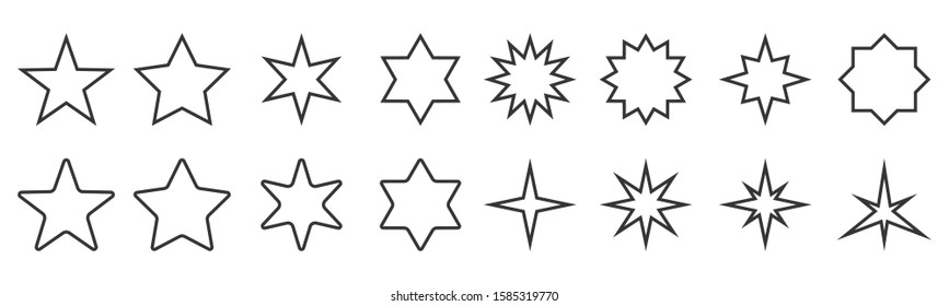 Set of stars - vector. Vector star icons isolated. Black Star line icon