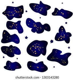 
set of stars zodiac signs night sky