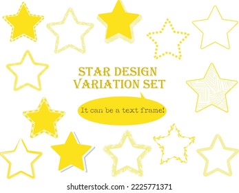 Set of star-shaped frames in various textured designs