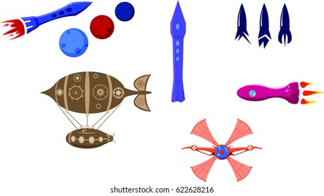 set of starships, steampunk