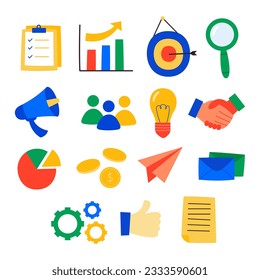 Set of start up elements flat design illustration