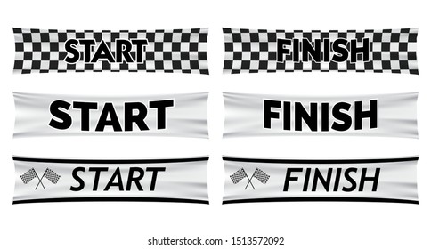set of start and finish banner line for marathon run concept. easy to modify