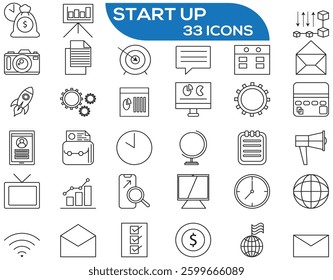 Set of Start up line icons set. Startup Launch symbol collection, vector illustrasion.