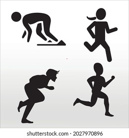 set of start running silhouette  Silhouettes, line isolated or logo isolated sign symbol vector, outline and stroke style Collection of high-quality black style vector illustration,