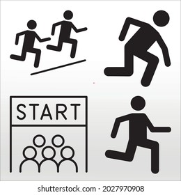 set of start running silhouette  Silhouettes, line isolated or logo isolated sign symbol vector, outline and stroke style Collection of high-quality black style vector illustration,