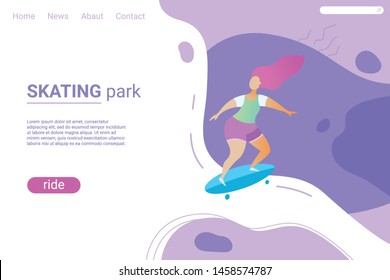 
A set of starting pages for a site about sports and health. Stylized girls go in for sports. Bright colors, zradyenty, fashion images.