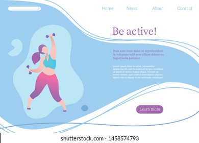 
A set of starting pages for a site about sports and health. Stylized girls go in for sports. Bright colors, zradyenty, fashion images.