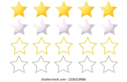Set of starts for five star review gold and grey starts fully scalable vector