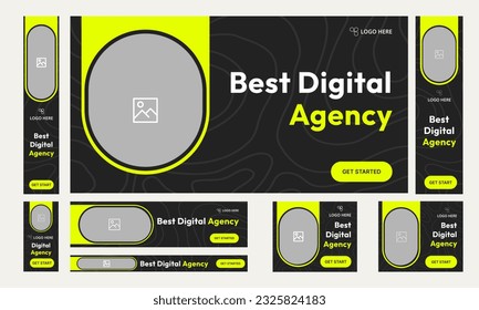 Set of startup business agency web banner template design for social media posts, fully customizable web banner, vector illutrator eps 10 file format